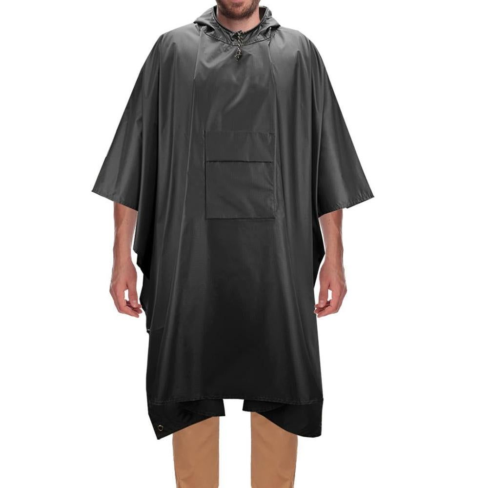 3 in 1 Portable Rain Poncho Waterproof Lightweight Emergency Raincoat with Pocket - Black Kemu |Fashion Home Kitchen Beauty