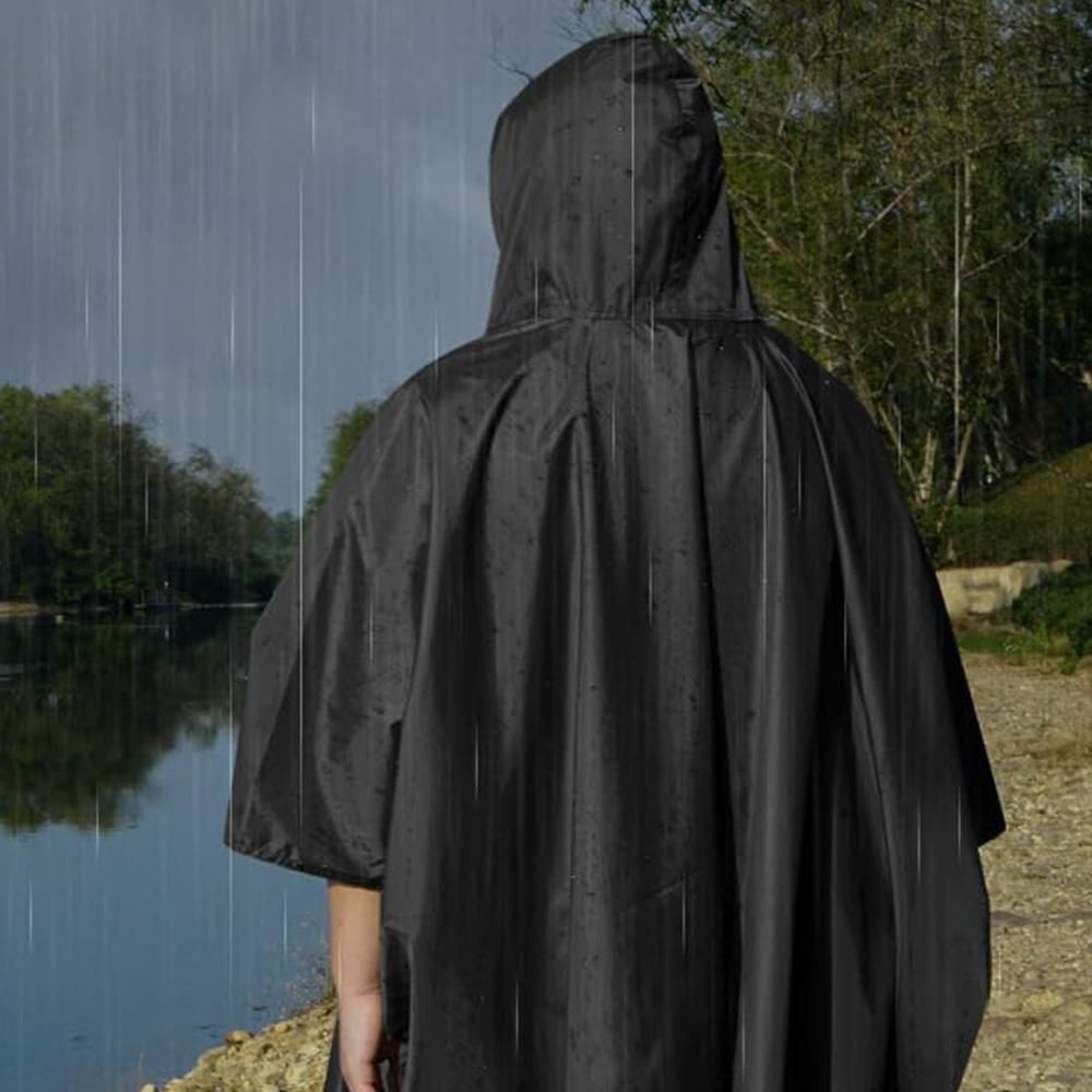 3 in 1 Portable Rain Poncho Waterproof Lightweight Emergency Raincoat with Pocket - Black Kemu |Fashion Home Kitchen Beauty
