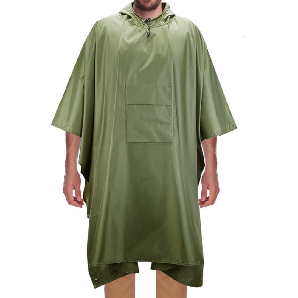 3 in 1 Portable Rain Poncho Waterproof Lightweight Emergency Raincoat with Pocket - Army Green Kemu |Fashion Home Kitchen Beauty