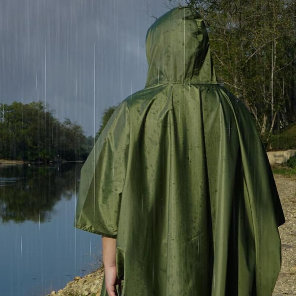 3 in 1 Portable Rain Poncho Waterproof Lightweight Emergency Raincoat with Pocket - Army Green Kemu |Fashion Home Kitchen Beauty