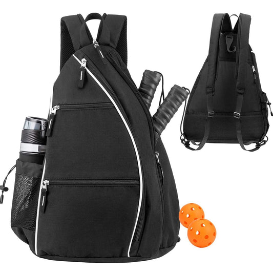 Pickleball Backpack Adjustable Sling Bag With Fence Hook And Large Capacity - Black Kemu |Fashion Home Kitchen Beauty