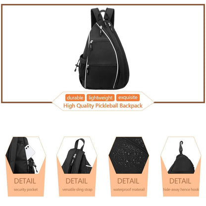 Pickleball Backpack Adjustable Sling Bag With Fence Hook And Large Capacity - Black Kemu |Fashion Home Kitchen Beauty