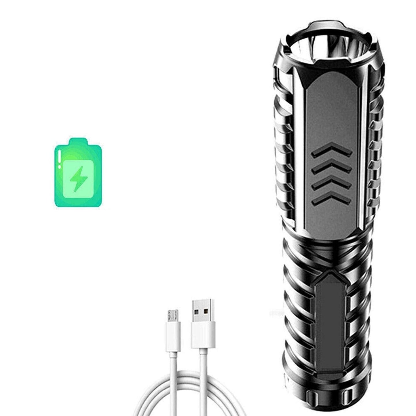 Camping Flashlight Multifunctional Rechargeable Flashlight for Outdoor - Black