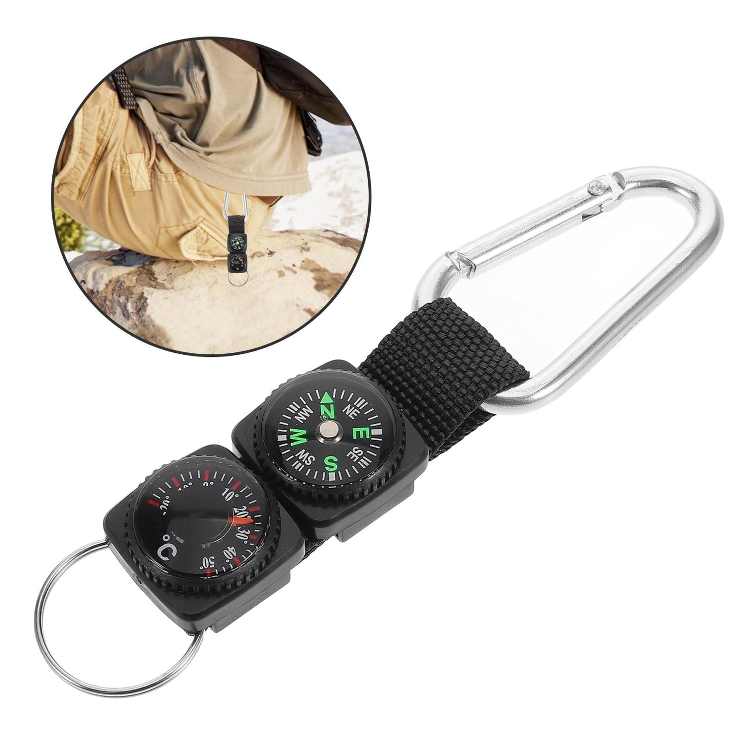 Portable Carabiner Compass Metal Compass Backpacking Compass Hiking Essentials Multifunctional Hiking Compass With Carabiner Kemu |Fashion Home Kitchen Beauty