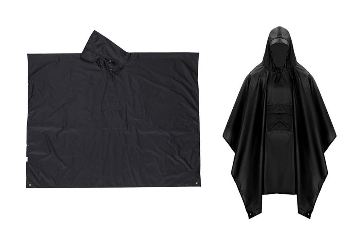 3 in 1 Portable Rain Poncho Waterproof Lightweight Emergency Raincoat with Pocket - Black Kemu |Fashion Home Kitchen Beauty