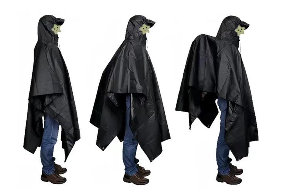 3 in 1 Portable Rain Poncho Waterproof Lightweight Emergency Raincoat with Pocket - Black Kemu |Fashion Home Kitchen Beauty