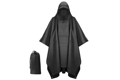 3 in 1 Portable Rain Poncho Waterproof Lightweight Emergency Raincoat with Pocket - Black Kemu |Fashion Home Kitchen Beauty