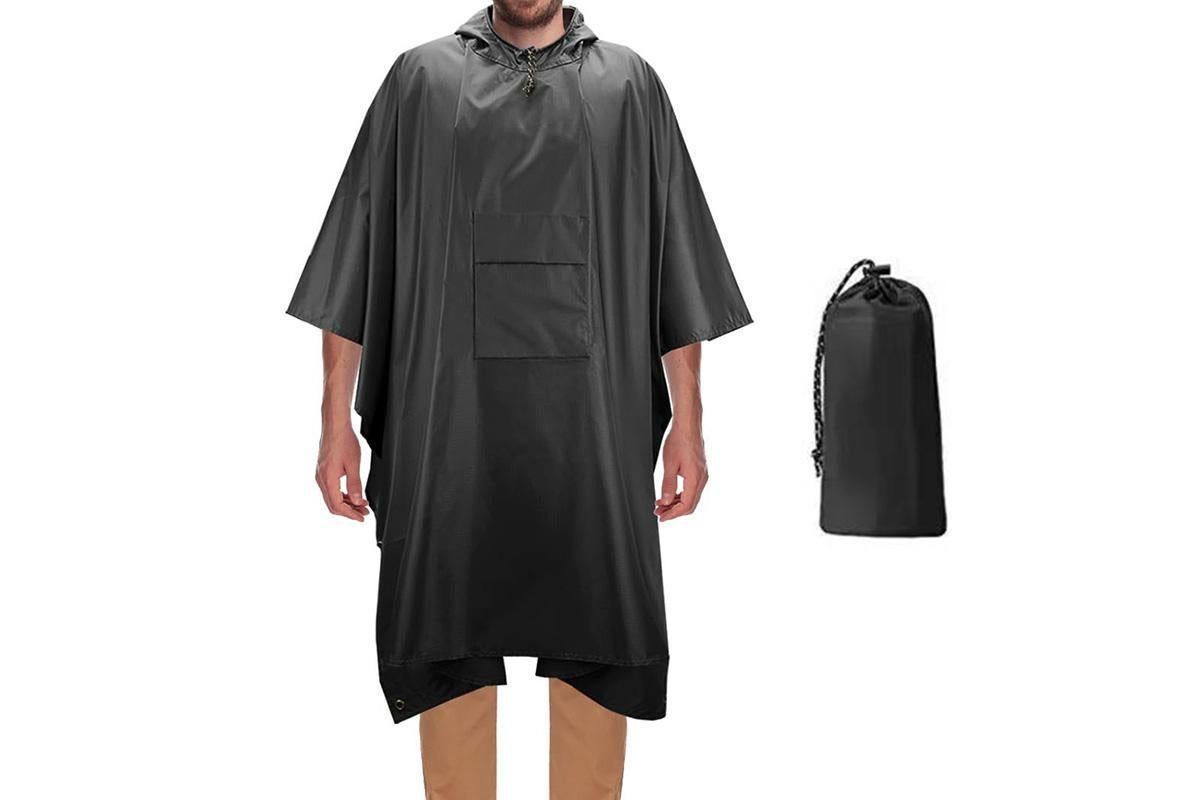 3 in 1 Portable Rain Poncho Waterproof Lightweight Emergency Raincoat with Pocket - Black Kemu |Fashion Home Kitchen Beauty