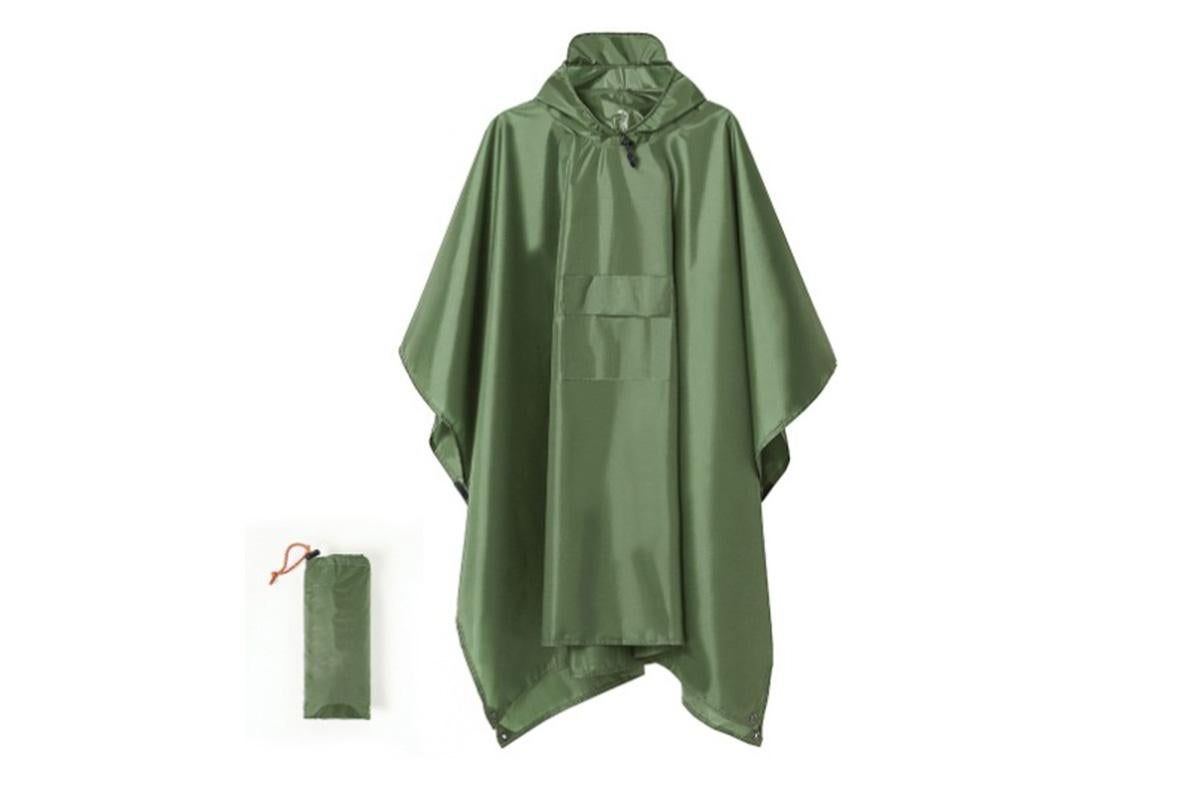 3 in 1 Portable Rain Poncho Waterproof Lightweight Emergency Raincoat with Pocket - Army Green Kemu |Fashion Home Kitchen Beauty