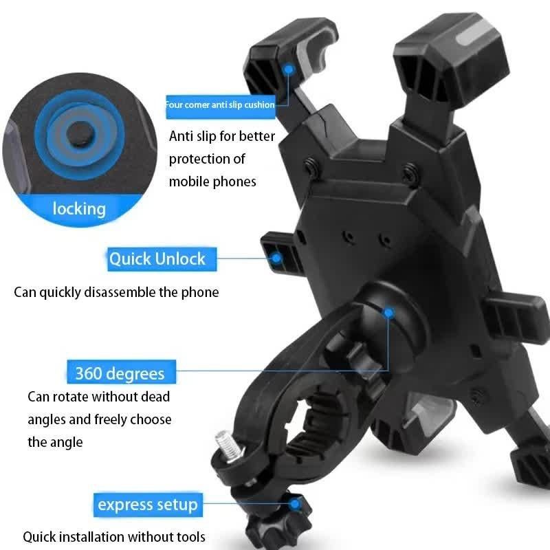 Blue Secure Grip Bike Phone Mount Adjustable 360 Rotation Bicycle Handlebar Holder Universal Cradle For Mtb & Road Cycling Mounts & Holders Kemu |Fashion Home Kitchen Beauty