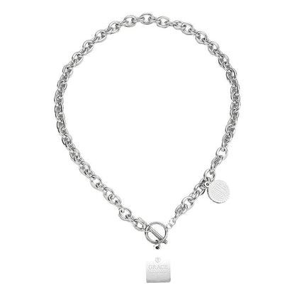 Hip Hop Necklace Zinc Alloy Twist Chain Unisex Non-detachable double-layer iron chain circumference 43+5 Kemu |Fashion Home Kitchen Beauty