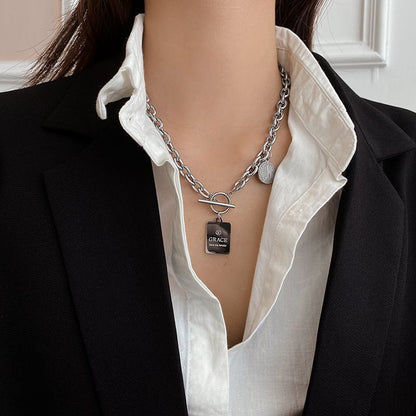 Hip Hop Necklace Zinc Alloy Twist Chain Unisex Non-detachable double-layer iron chain circumference 43+5 Kemu |Fashion Home Kitchen Beauty