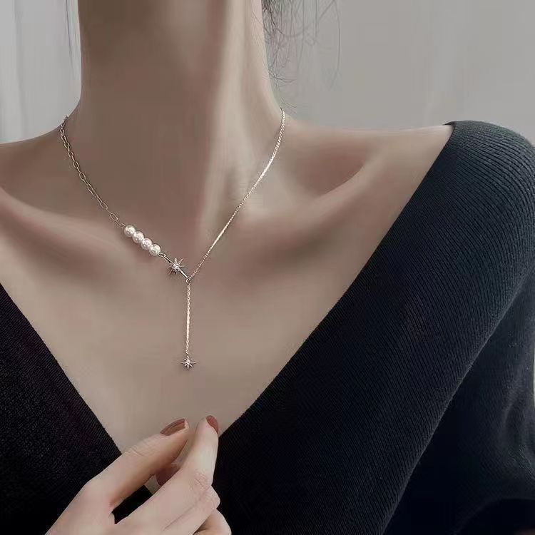 Necklace Women Alloy Bow Water Wave Chain Star necklace Kemu |Fashion Home Kitchen Beauty