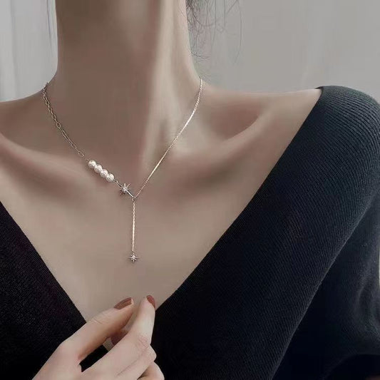 Necklace Women Alloy Bow Water Wave Chain Star necklace Kemu |Fashion Home Kitchen Beauty