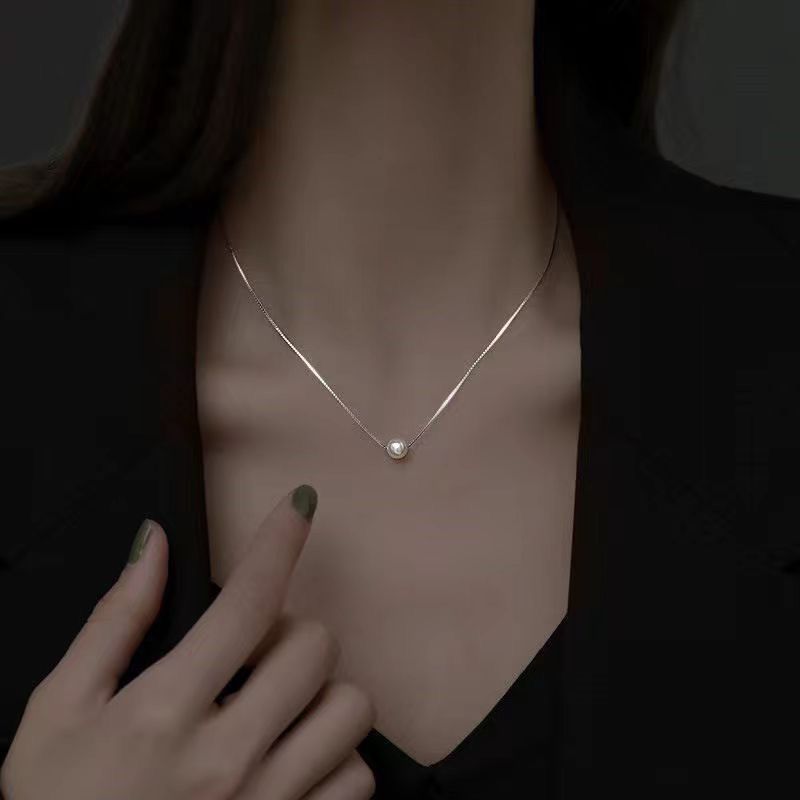 Necklace Women Alloy Bow Water Wave Chain Imitation pearl necklace Kemu |Fashion Home Kitchen Beauty