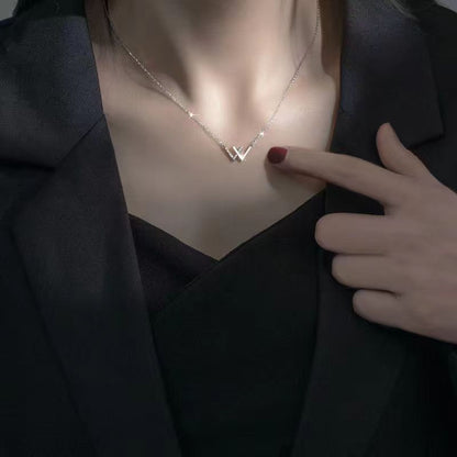 Necklace Women Alloy Bow Water Wave Chain Double W necklace Kemu |Fashion Home Kitchen Beauty