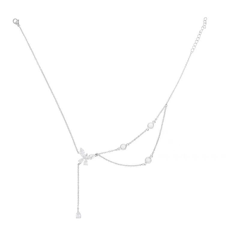 Necklace Women Alloy Bow Water Wave Chain Geometric necklace Kemu |Fashion Home Kitchen Beauty