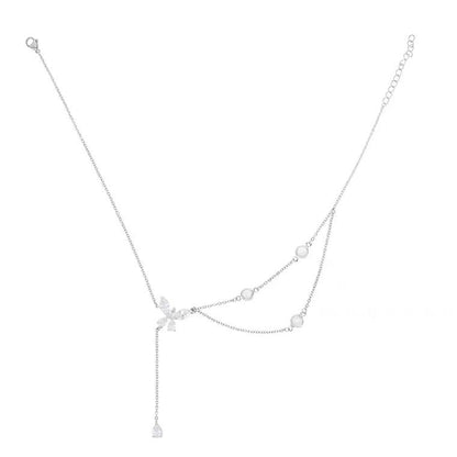 Necklace Women Alloy Bow Water Wave Chain Geometric necklace Kemu |Fashion Home Kitchen Beauty
