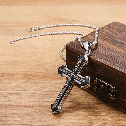 Puhai Stainless Steel Cross Necklace Silver Snake Bone Black Kemu |Fashion Home Kitchen Beauty