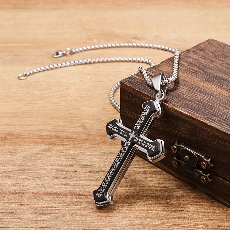 Puhai Stainless Steel Cross Necklace Silver Snake Bone Gold Kemu |Fashion Home Kitchen Beauty