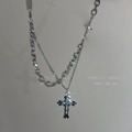 Alloy Cross Necklace O Chain 41-50cm Unisex High street three-layer cross necklace Kemu |Fashion Home Kitchen Beauty