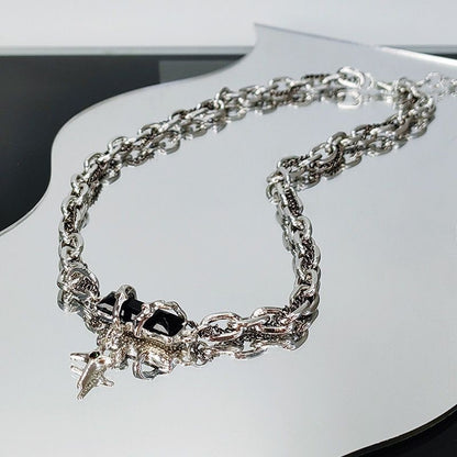 YX Men's Alloy Cross Chain Necklace Black Geometric... Black winding forest Awn star necklace Kemu |Fashion Home Kitchen Beauty