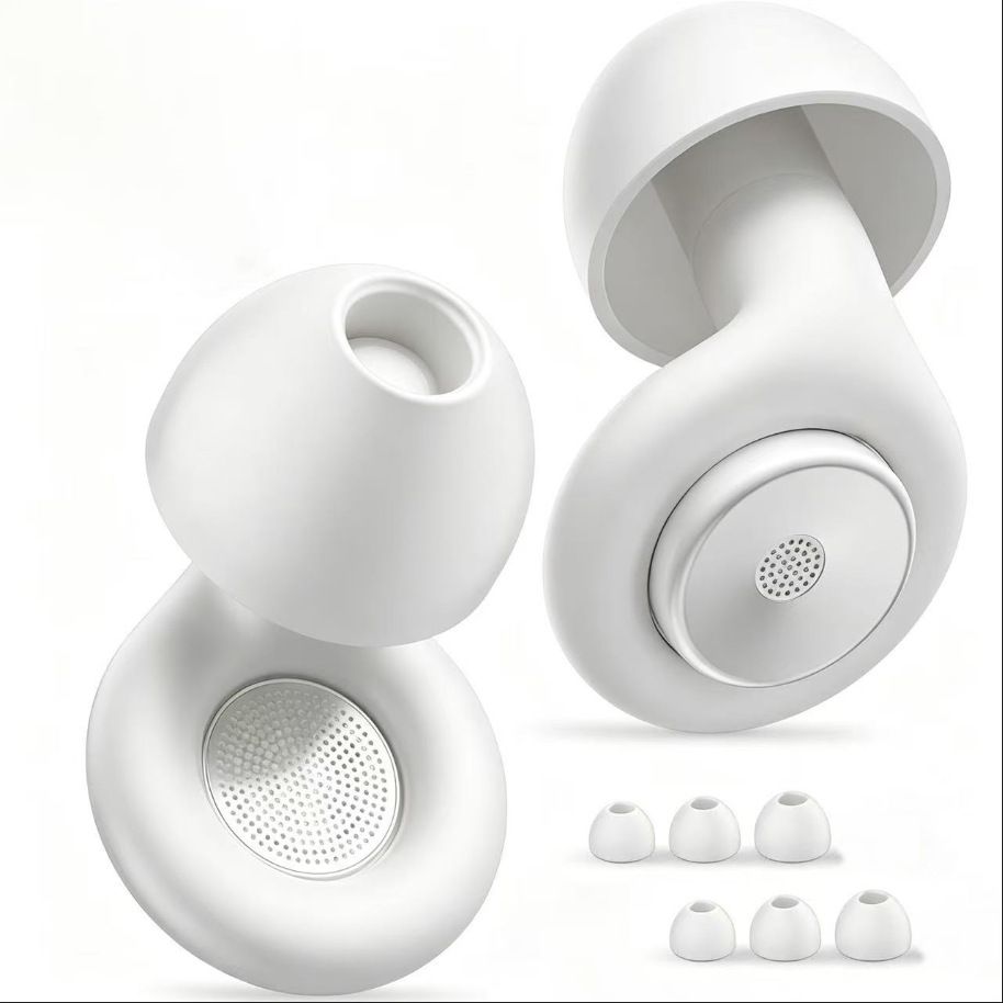Silicone Earplugs Noise Reduction 28dB Sleep Waterproof Glossy noise-cancelling earplugs white + long silicone cord Kemu |Fashion Home Kitchen Beauty