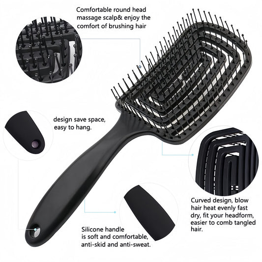 4-piece Hair Care Set with Detangling Hair Brush, Round Brush, Alligator Clips & Spray Bottle - Anti-Static for Wet, Dry, Hair Styling Tools for Women Men Kemu |Fashion Home Kitchen Beauty