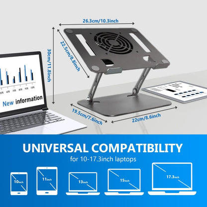 Ergonomic Adjustable Laptop Stand with Cooler,6”Laptops Notebook Alloy Riser Holder Computer Stand Compatible with Dell,Hp,Pad,Air Pro