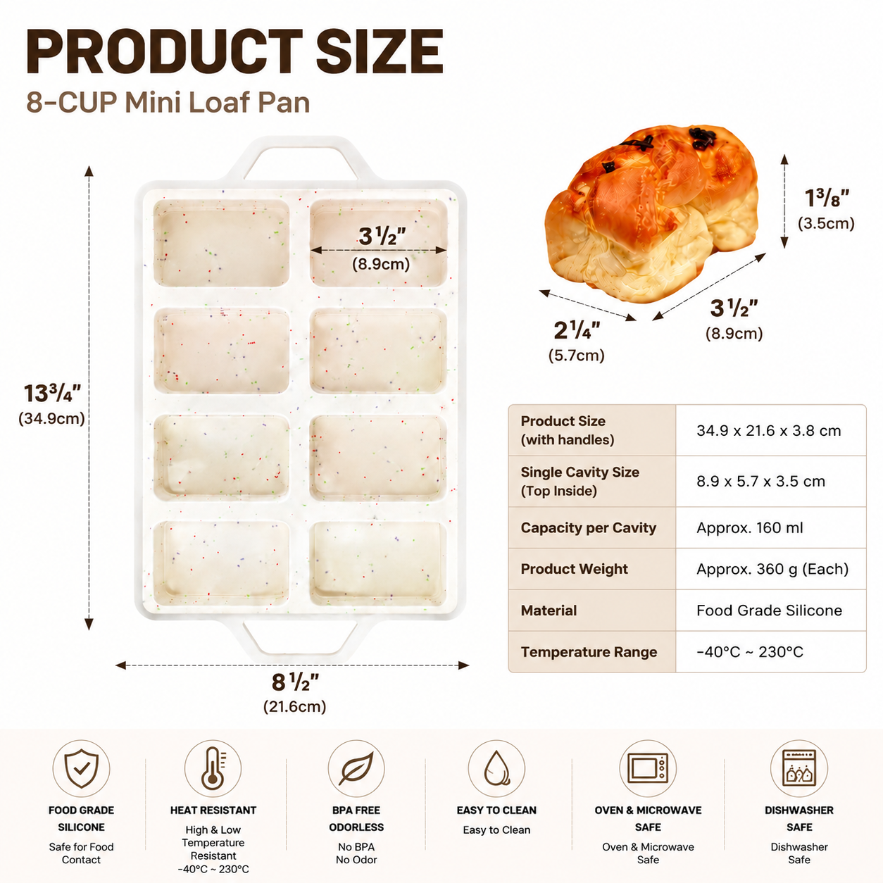 8-Cavity Mini Loaf Pan, Non-Stick Silicone Bread Mold with Sturdy Stainless Steel Frame – Perfect for Baking Individual Breads, Snack Cakes, and Sweet Treats at Home (1PCS) Kemu |Fashion Home Kitchen Beauty
