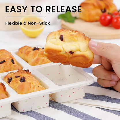 8-Cavity Mini Loaf Pan, Non-Stick Silicone Bread Mold with Sturdy Stainless Steel Frame – Perfect for Baking Individual Breads, Snack Cakes, and Sweet Treats at Home (1PCS) Kemu |Fashion Home Kitchen Beauty