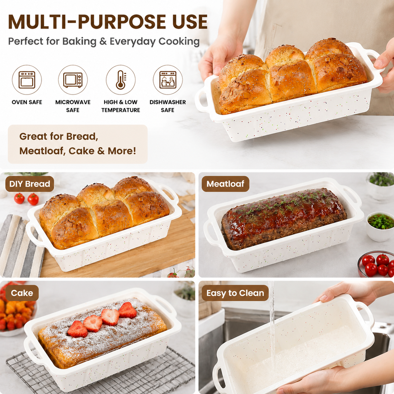 Wholesome Home-Baked Loaves Made Effortlessly with This Flexible Silicone Bread Pan, Perfect for Banana Bread, Meatloaf, Pound Cake, and More — Non-Stick, Even-Heating, and Built to Last with a Reinforcing Stainless Steel Frame to Keep Its Shape Bake Afte Kemu |Fashion Home Kitchen Beauty