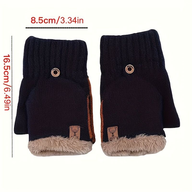 Men's Thick Knitted Flip-Top Gloves with Plush Lining, Convertible Design for Touchscreen Use, Winter Warmth for Outdoor Activities and Daily Commute (Lightgray) Kemu |Fashion Home Kitchen Beauty
