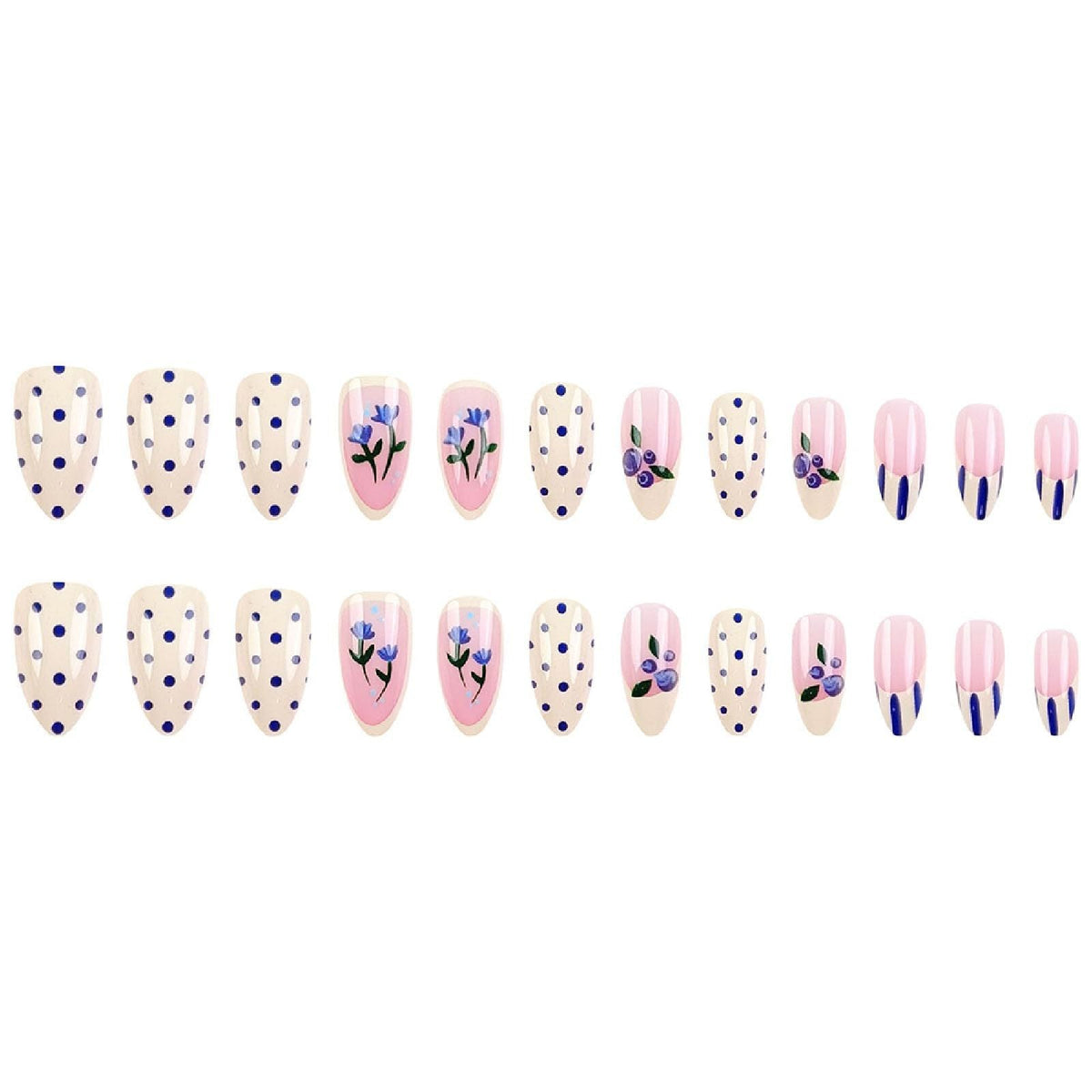 Medium Almond Press-On Nails For Everyday Wear, Events, Easy DIY Manicure (Blue) Kemu |Fashion Home Kitchen Beauty