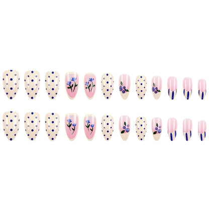 Medium Almond Press-On Nails For Everyday Wear, Events, Easy DIY Manicure (Blue) Kemu |Fashion Home Kitchen Beauty