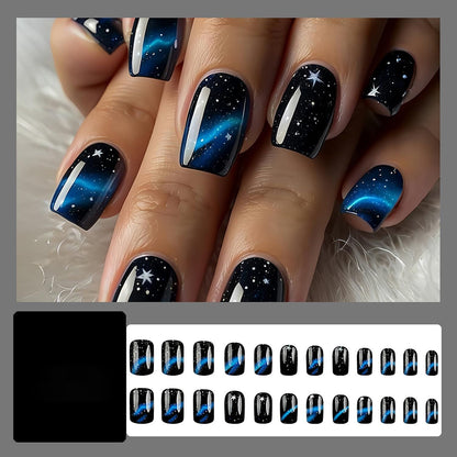 Starry Galaxy Press-On Nails for Parties, Daily Wear, and Special Occasions (Black) Kemu |Fashion Home Kitchen Beauty