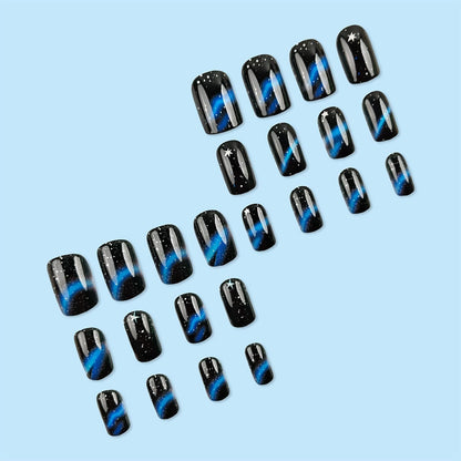 Starry Galaxy Press-On Nails for Parties, Daily Wear, and Special Occasions (Black) Kemu |Fashion Home Kitchen Beauty