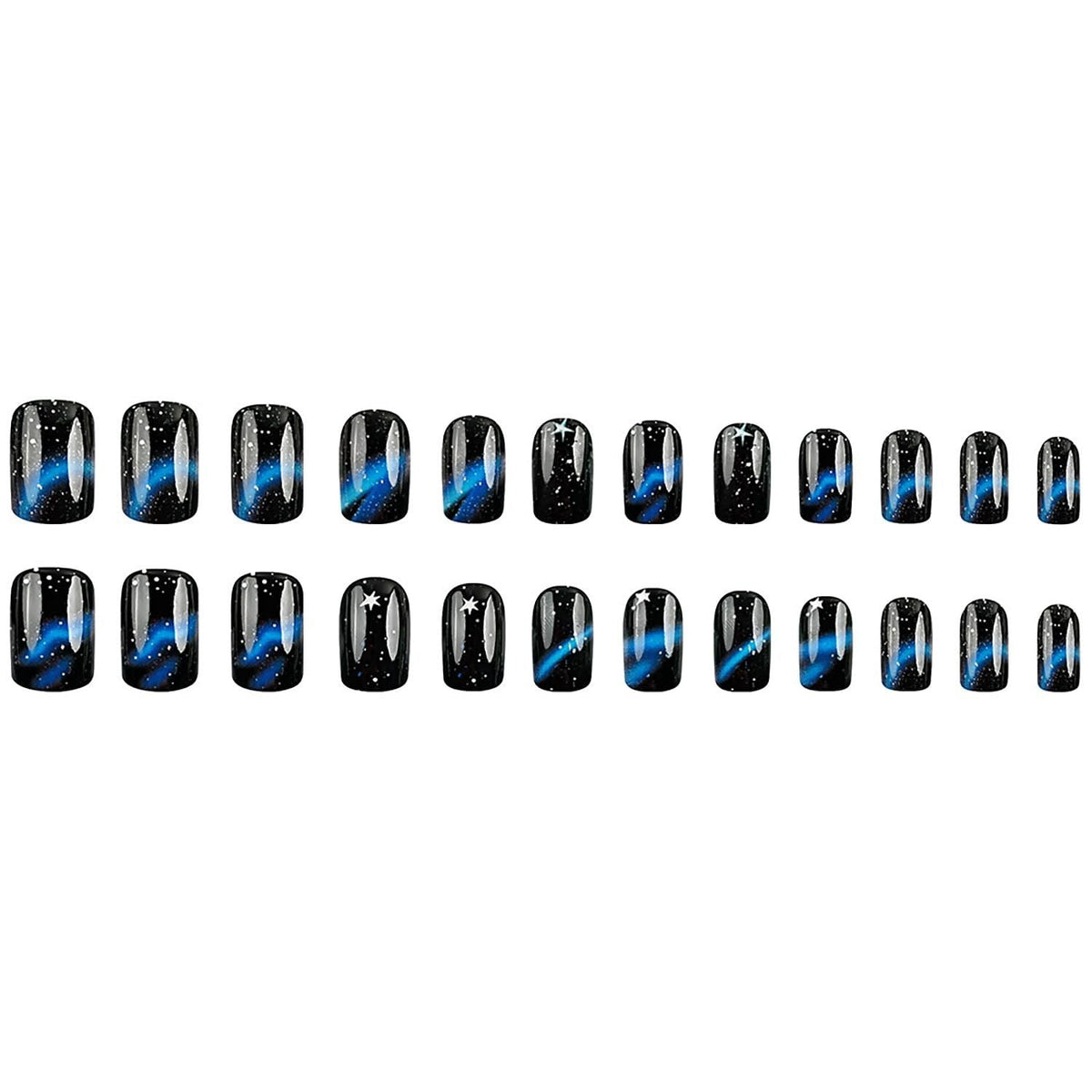 Starry Galaxy Press-On Nails for Parties, Daily Wear, and Special Occasions (Black) Kemu |Fashion Home Kitchen Beauty