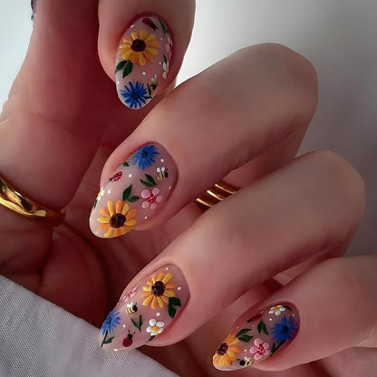 Spring Floral Press-On Nails – Easy, Salon-Quality Manicures for Every Occasion (Light Yellow) Kemu |Fashion Home Kitchen Beauty