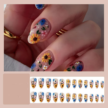 Spring Floral Press-On Nails – Easy, Salon-Quality Manicures for Every Occasion (Light Yellow) Kemu |Fashion Home Kitchen Beauty