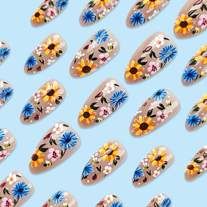 Spring Floral Press-On Nails – Easy, Salon-Quality Manicures for Every Occasion (Light Yellow) Kemu |Fashion Home Kitchen Beauty