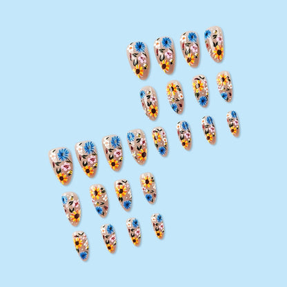Spring Floral Press-On Nails – Easy, Salon-Quality Manicures for Every Occasion (Light Yellow) Kemu |Fashion Home Kitchen Beauty