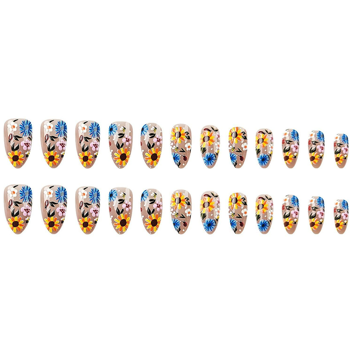 Spring Floral Press-On Nails – Easy, Salon-Quality Manicures for Every Occasion (Light Yellow) Kemu |Fashion Home Kitchen Beauty