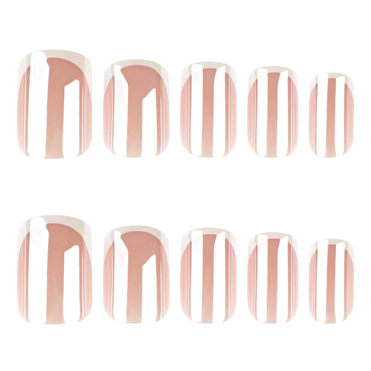 Press-on Nails for Daily Wear, Events, & DIY Manicures, Reusable & Easy to Apply At Home (Nude pink and metallic silver-white) Kemu |Fashion Home Kitchen Beauty
