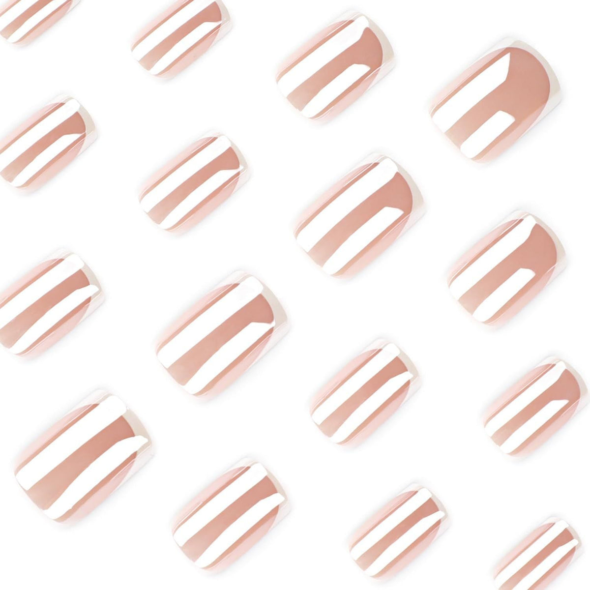 Press-on Nails for Daily Wear, Events, & DIY Manicures, Reusable & Easy to Apply At Home (Nude pink and metallic silver-white) Kemu |Fashion Home Kitchen Beauty