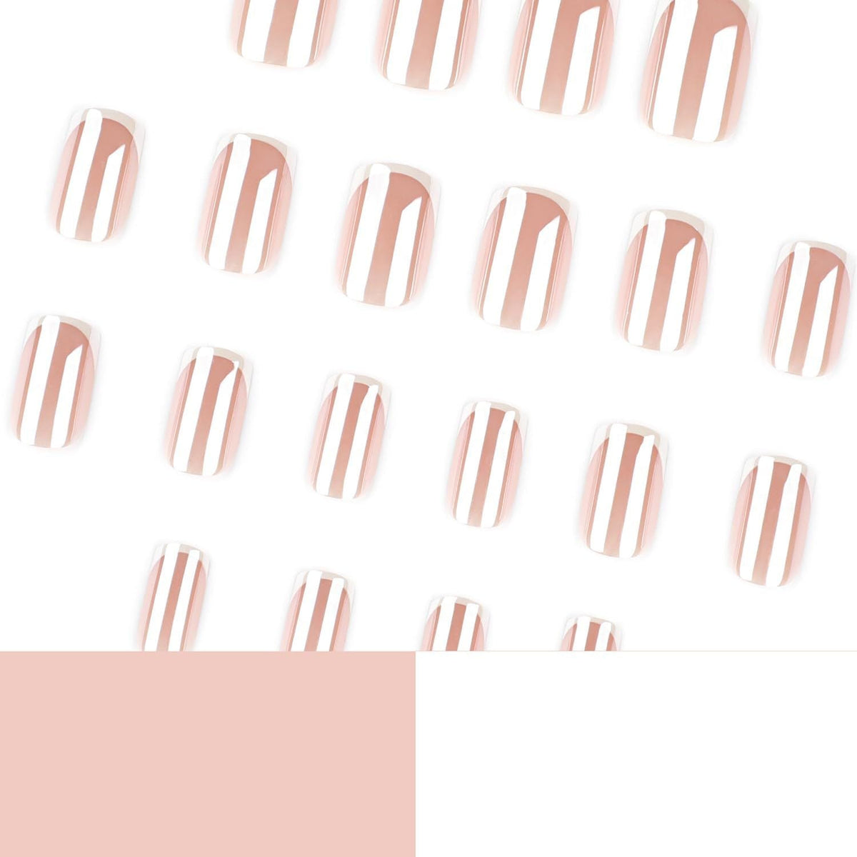 Press-on Nails for Daily Wear, Events, & DIY Manicures, Reusable & Easy to Apply At Home (Nude pink and metallic silver-white) Kemu |Fashion Home Kitchen Beauty