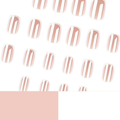Press-on Nails for Daily Wear, Events, & DIY Manicures, Reusable & Easy to Apply At Home (Nude pink and metallic silver-white) Kemu |Fashion Home Kitchen Beauty