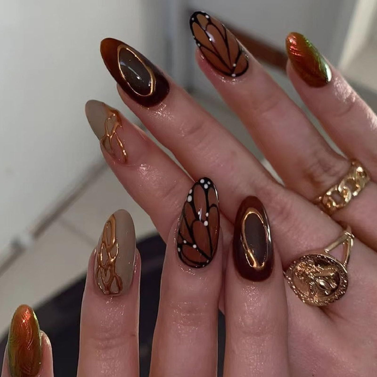 Reusable Press-On Nails for Daily Wear, Parties, and Special Occasions (Brown) Kemu |Fashion Home Kitchen Beauty