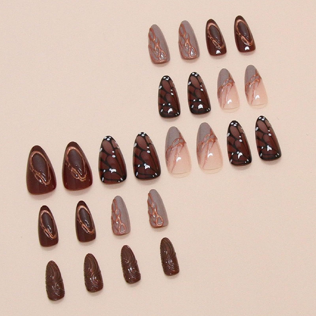 Reusable Press-On Nails for Daily Wear, Parties, and Special Occasions (Brown) Kemu |Fashion Home Kitchen Beauty