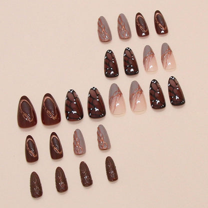 Reusable Press-On Nails for Daily Wear, Parties, and Special Occasions (Brown) Kemu |Fashion Home Kitchen Beauty